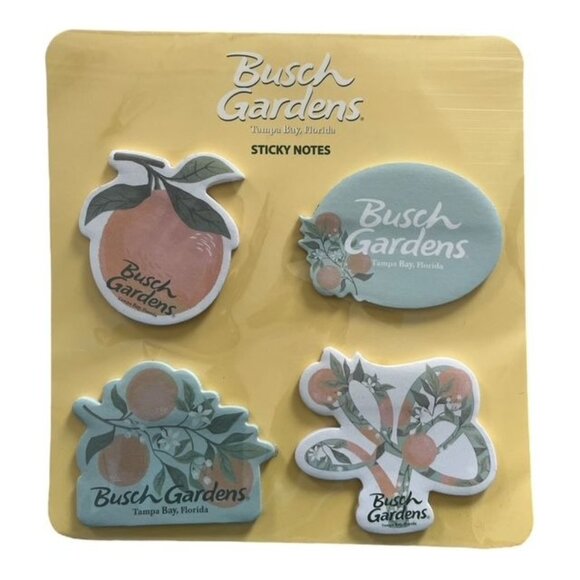 Busch Gardens Sticky Notes – Discontinued Citrus-Themed Memo Pad Set – 4 Designs - Picture 1 of 6